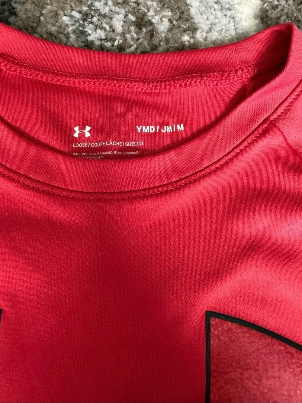 Under Armour Boys' Red Logo Tee size medium adidas black shorts size S 8